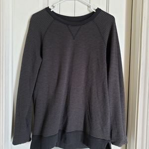 Lululemon Dark Grey Striped Reversible Pull Over Sweater